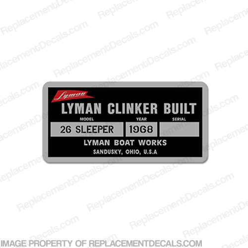 Lyman 26 Sleeper Boat Manufacturer Decal INCR10Aug2021
