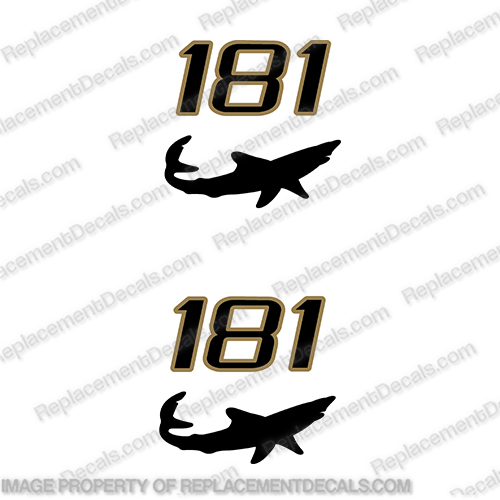 Mako 181 Boat Decals - Black/Gold (Set of 2)  boat, logo, decal, capacity, plate, sticker, decal, regulation, coast, guard, warning, fuel, gas, diesel, safety, mako, 181, INCR10Aug2021