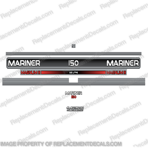 Mariner Magnum III 150hp Decal Kit 2.5L 1993 1994 1995 1996 mariner, decals, 150hp, 2.5, litre, liter, magnum, iii, III, EFI, 1993, 1994, 1995, 1996, 1992, outboard, engine, motor, cowl decal, stickers