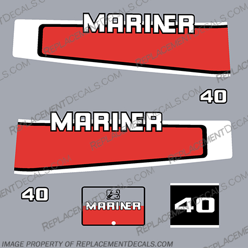 Mariner 1977-1989 40hp Decal Kit Mariner, 1977, 1978, 1979, 1980, 1981, 1982, 1983, 1984, 1985, 1986, 1987, 1988, 1989, 1977 - 1989, 40, 40hp, hp, horsepower, decal, decals, kit