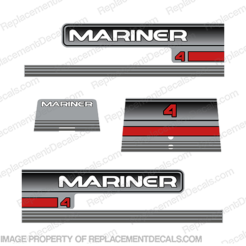Mercury Mariner 4hp Decal Kit - 1994, 1995, 1996 Mercury, Mariner, 4, 4hp, 1994, 1995, 1996, 94, 95, 96, outboard, engine, motor, decal, sticker, kit, set, INCR10Aug2021