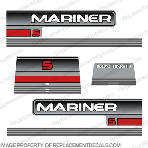 Mercury Mariner 5hp Decal Kit - 1995+ Mercury, Mariner, 5, 5hp, 1994, 1995, 1996, 94, 95, 96, outboard, engine, motor, decal, sticker, kit, set, INCR10Aug2021
