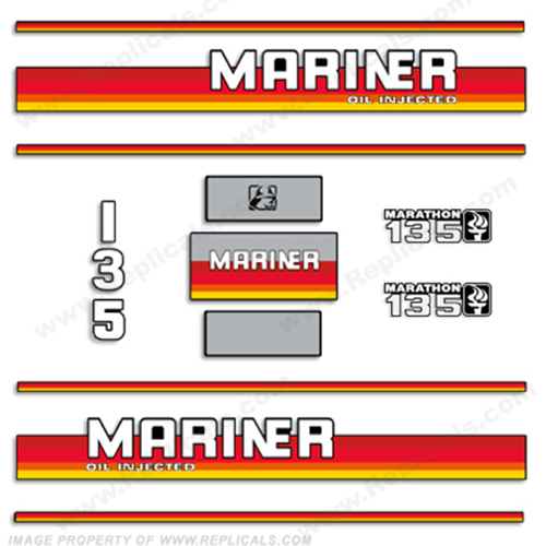 Mariner Marathon 135hp Decal Kit - 1990s INCR10Aug2021
