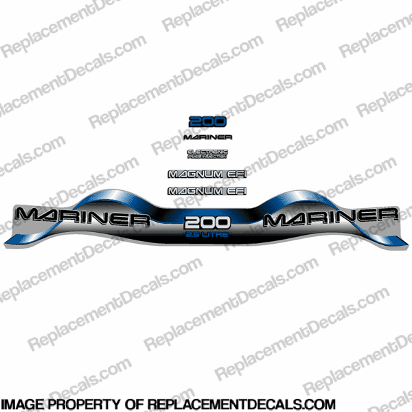 Mariner 200hp 2.5 Decal Kit - Blue INCR10Aug2021