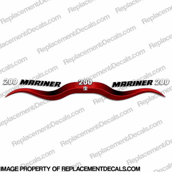 Mariner 200hp Decal Kit (Red) - Wrap Around 