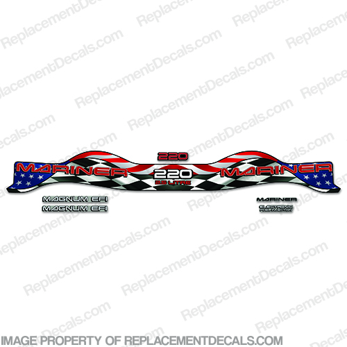 Custom Mariner 220hp Decal Kit (Racing/US Flag) - Wrap Around INCR10Aug2021