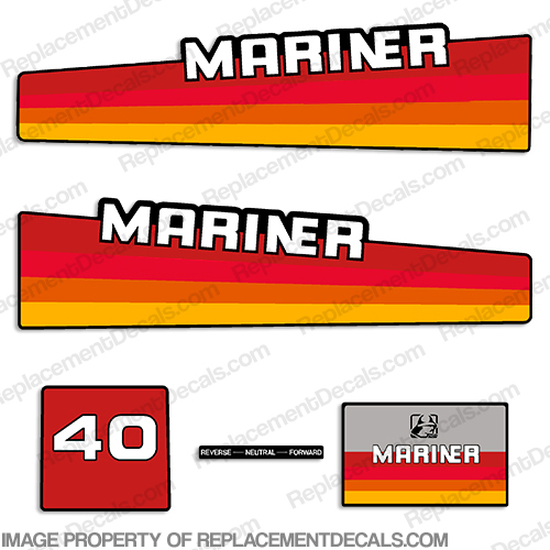 Mariner 40hp Oil Injected Decal Kit - 1980s Style INCR10Aug2021