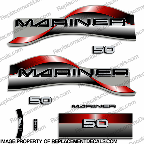 Mariner 50hp Decal Kit - 1996 - 1997 - Red INCR10Aug2021