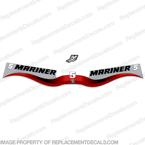 Mariner 5hp Decal Kit - Wrap Around  Mariner, decal, sticker, motor, outboard, cowl, engine, 5hp, 5, five, horsepower, kit, set, 2 stroke, twostroke, 2, stroke, 2007, 2008, 2009, 2010, 2011 , INCR10Aug2021