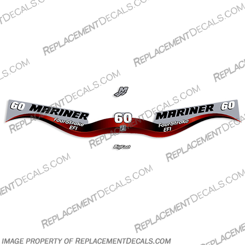 Mariner 60hp FourStroke EFI Decal Kit 2002 mariner, 60, fourstroke, efi, decals, decal, kit, wrap, around, 2002, 02, boat, outboard, 