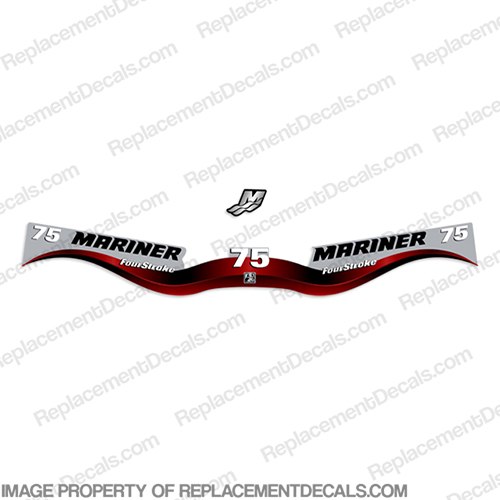 Mariner 75hp FourStroke Decal Kit 2002 - 2006 75 hp. big foot. big-foot, INCR10Aug2021