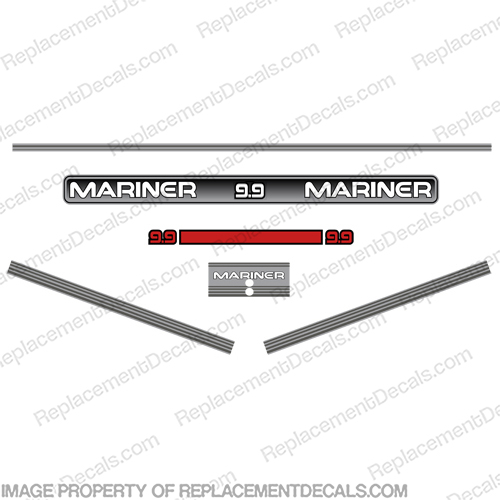 Mariner 1994-1996 9.9hp Decal Kit  mariner, 9, 9.9, 99, 9hp, 9.9hp, 9-9hp, 9.9 hp, outboard motor, tiller, engine, decal, sticker, kit, set, INCR10Aug2021