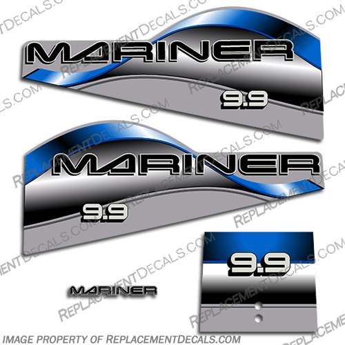Mariner 9.9hp Decal Kit - 1996 - 1997 - Blue Mariner, 9, 9.9, 9.9hp, hp, horse, power, horsepower, decal, decals, kit, 1996, 1997, blue,