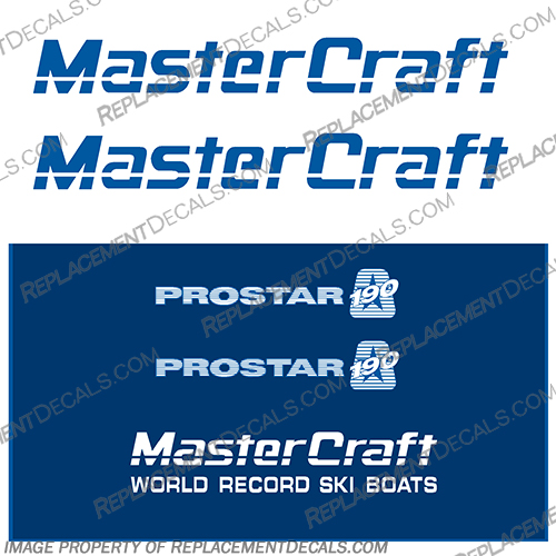 MasterCraft ProStar 190 Boat Decals - Blue Master, Craft, 1990s, 1980s, 1980s, 1990s, 90, 80, 90s, 80s, 90s, 80s, 190, pro, star, prostar, sport, boat, decals, mastercraft, prosport, 1991, 1992, 1993, 1994, 1995, 1996, 1997, 190, 