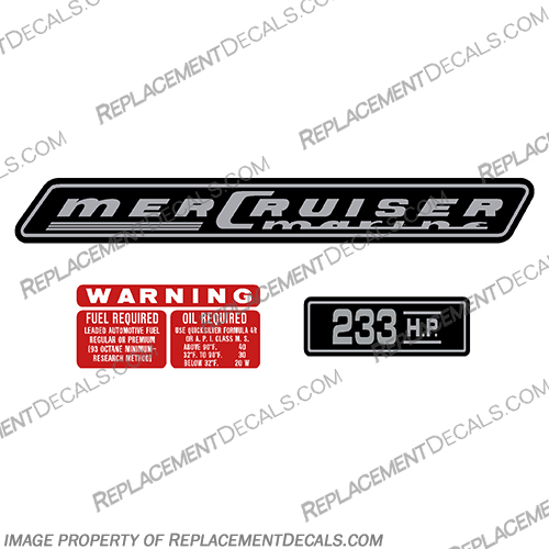 Mercruiser 233hp Decals - 1970 mercruiser, 233, 233hp, 233 hp, 1970, valve, cover, decals, stickers, logos, vintage, 