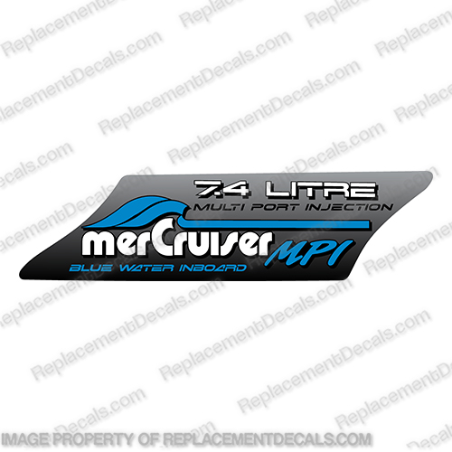 Mercruiser 7.4 MPI Blue Water Inboard Decal  mer, cruiser, mercury, 7.4, liter, litre, blue, water, inboard, mpi, mag, multiport, multi, port, injection, mercruiser, magnum, INCR10Aug2021