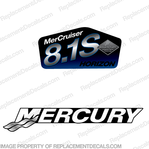 Mercruiser 8.1S Horizon Decal - Blue 81, 81s, 8.1, horizon, mercury, mer, cruiser, inboard, motor, engine, sticker, decal, INCR10Aug2021