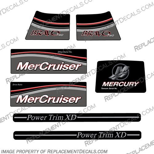 Mercruiser Bravo Two Decals 2005, 2006, 2007, 2008, 2009, 2010, 2011, 2012, 2013, 2014, 2015, 2016, 2017, 2018, Mercruiser, Bravo, Two, 2, Decal, Decals, kit,