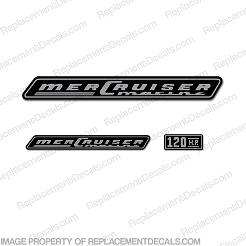 Mercruiser 120hp Decals - 1970 Full Upper and Lower mercury, mer-cruiser, mercruiser, mer, cruiser, 120, v8, vavle, decal, sticker, engine, plate, cover, hp, upper, lower, and, INCR10Aug2021