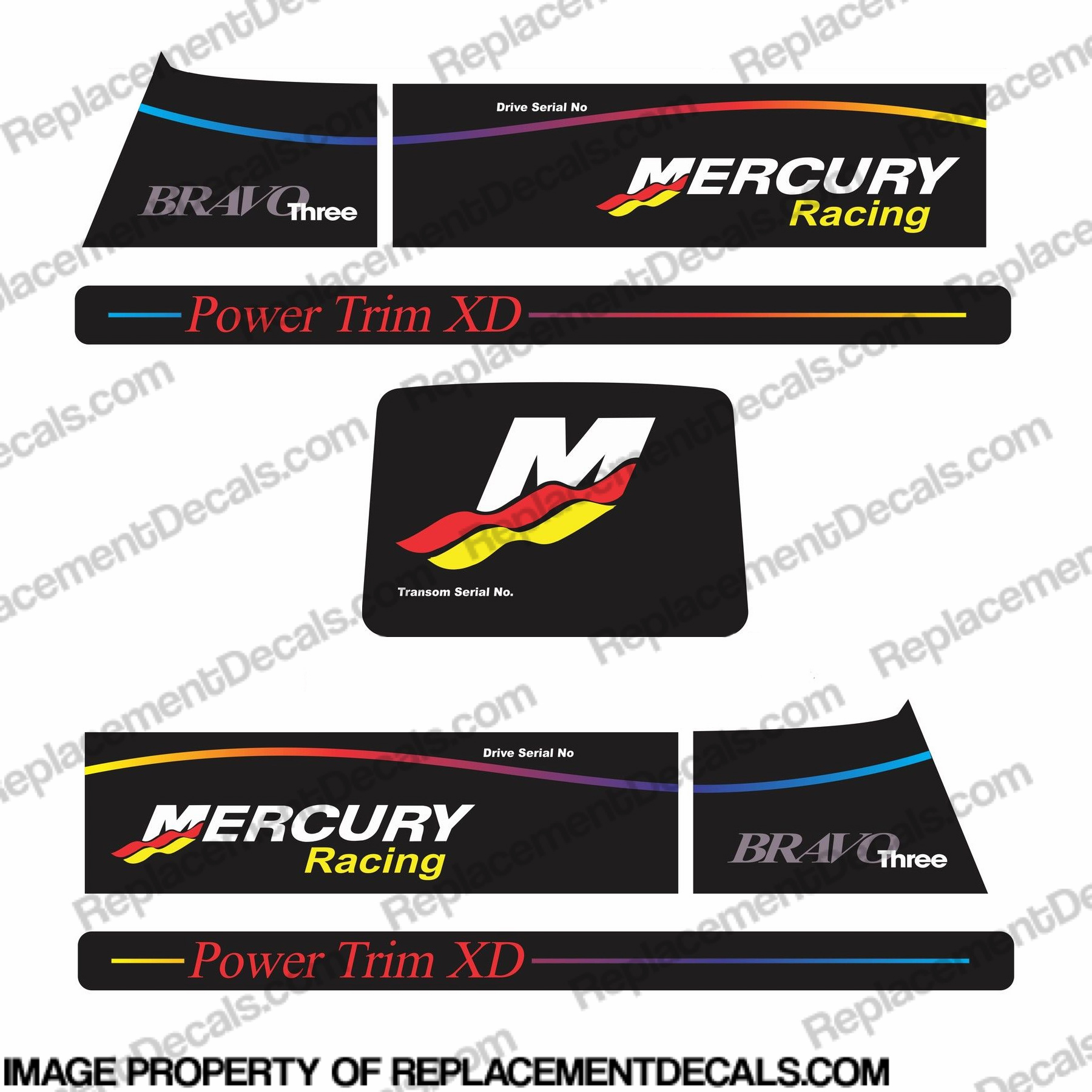 MerCruiser Bravo Three Twin Prop Sticker Set - 3M Quality With Rams - Part 39668