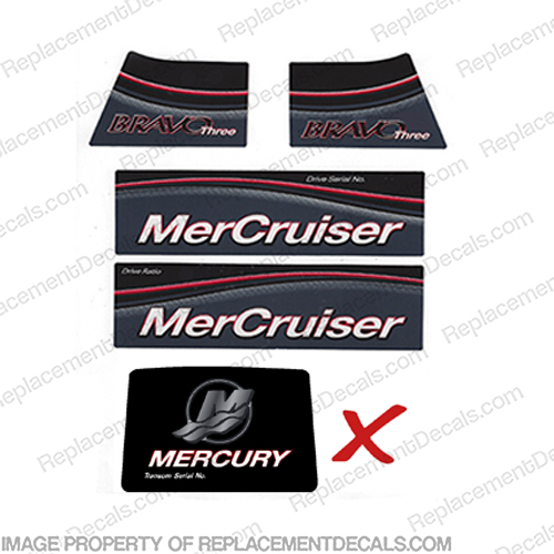 Mercruiser Bravo Three X  Outdrive Decal Kit  Reproductions mercury 3 
