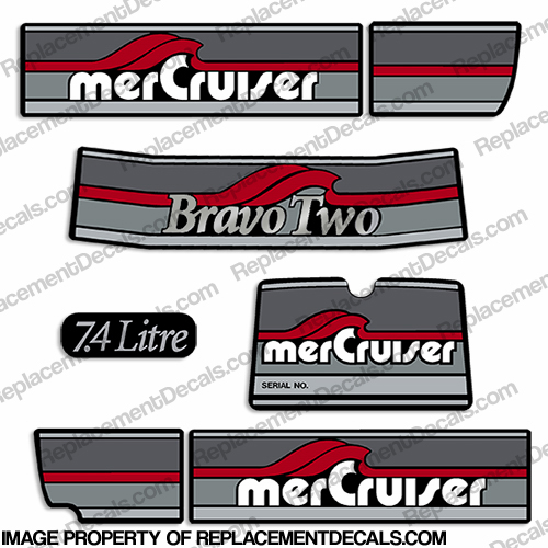Mercruiser 1986-1998 Bravo Two 7.4 Liter Decals INCR10Aug2021
