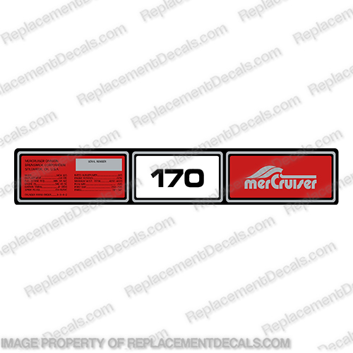 Mercruiser 1982-1989 170hp Valve Cover Decals  1982, 1983, 1984, 1985, 1986, 1987, 1988, 1989, 170 hp, rocker cover decal, 170, mercruiser, valve, cover,