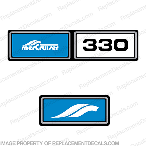 Mercruiser 330hp Valve Cover Decals  - Blue  1979, 330, mercruiser, INCR10Aug2021