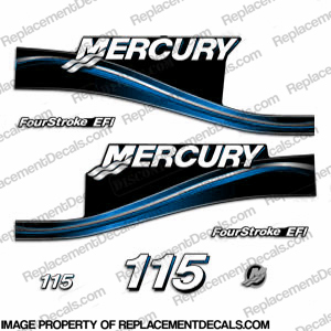 Mercury 115 Four 4 Stroke Decal Kit Outboard Engine Graphic Motor Stickers BLUE 