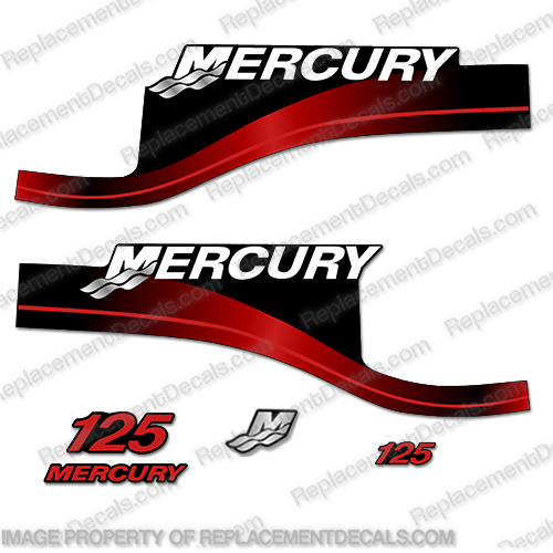 Mercury 75 hp EFI SaltWater outboard engine decals RED sticker set reproduction