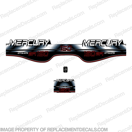 Mercury 150hp EFI Offshore Decals (1997-1998) - White/Black  INCR10Aug2021