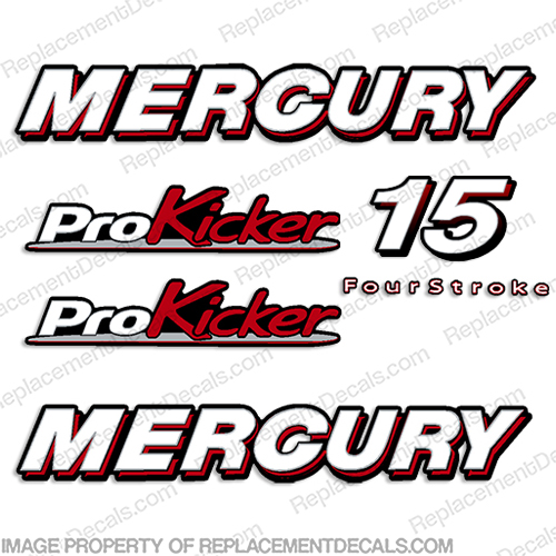 Mercury 15 Pro Kicker Decals  15hp, 15 hp, 15 horsepower, fourstroke , four stroke, 15, 4stroke, 4-stroke, 4 stroke, four-stroke, INCR10Aug2021
