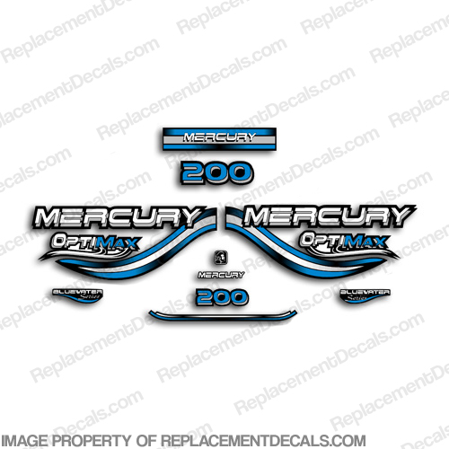 Mercury 200hp Optimax Decals - 1999 (Blue) INCR10Aug2021