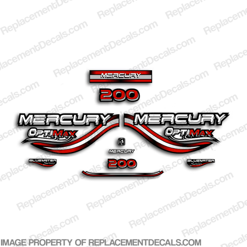 Mercury 200hp Optimax Decals - 1999 (Red) INCR10Aug2021