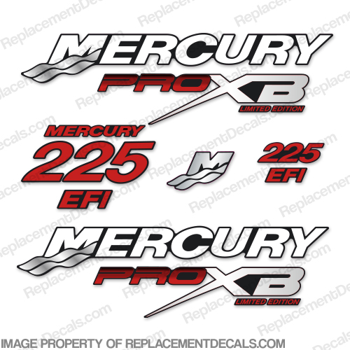 Mercury 225hp Pro XB Limited Edition Decals (Red) 225 h.p., 225 horse power, 225-hp, pro-xb, proxb, INCR10Aug2021
