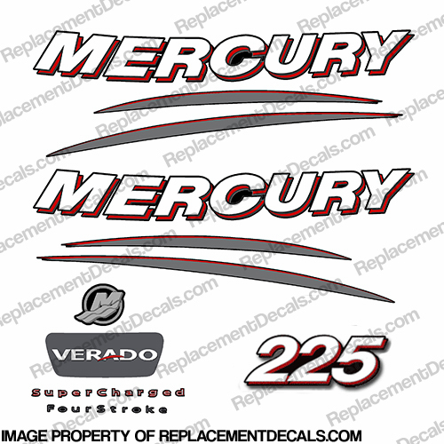 Mercury 225hp Verado Decal Kit - Curved INCR10Aug2021
