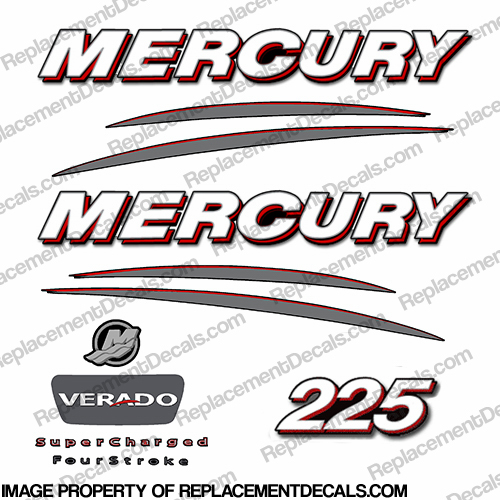 Mercury 225hp Verado Decal Kit - Straight INCR10Aug2021