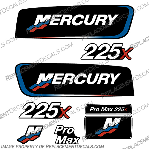 Mercury 225x ProMax Alien Cowl Decals - Custom Red / White / Blue pro. max, pro max, pro-max, 225, 225x, alien, cowl, alien cowl, Custom, White, Blue, Red, Mercury