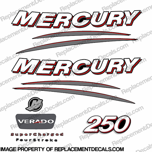Mercury 250hp Verado Decal Kit - Curved INCR10Aug2021