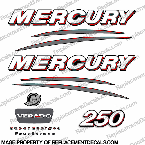 Mercury 250hp Verado Decal Kit - Straight INCR10Aug2021