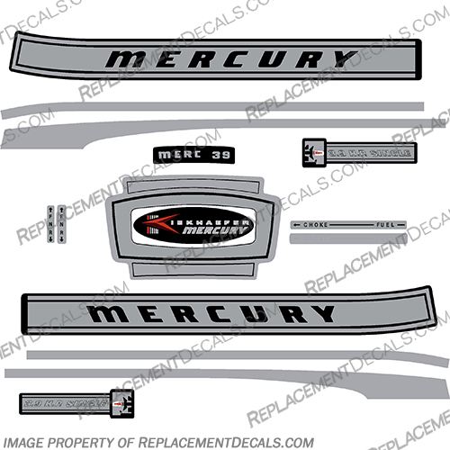 Mercury 1966 3.9HP Outboard Engine Decals mercury, 1966, 3.9, hp, 3.9hp, 3.9 hp, vintage, outboard, decals, stickers, kit