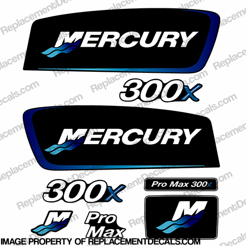 Mercury 300x ProMax Decals - Blue Tones pro. max, pro max, pro-max, INCR10Aug2021