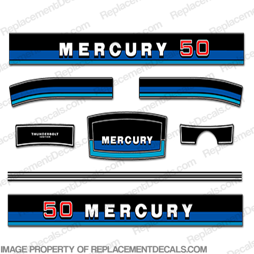 Mercury 1983 50HP Outboard Engine Decals INCR10Aug2021