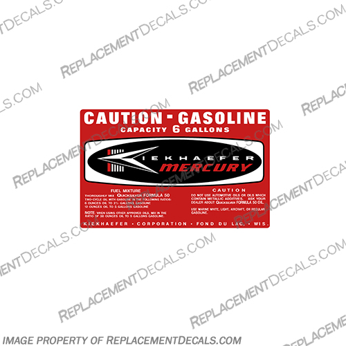 Mercury 1964 6 Gallon Gas Tank Decal INCR10Aug2021