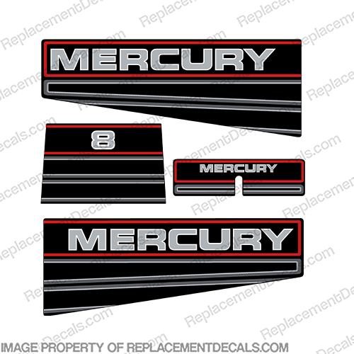 Mercury 8hp 1994-1995 Decal Kit 95, 94, 8, 8hp, 8, outboard, engine, motor, decal, sticker, kit, set, INCR10Aug2021