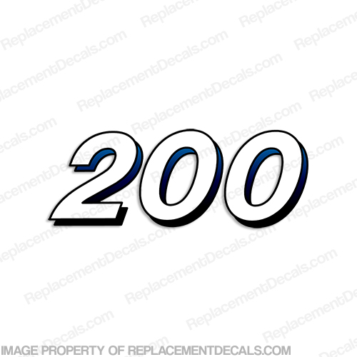Mercury 200 Decal (2005 Style) - White/Blue INCR10Aug2021