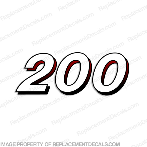 Mercury 200 Decal (2005 Style) - White/Red INCR10Aug2021