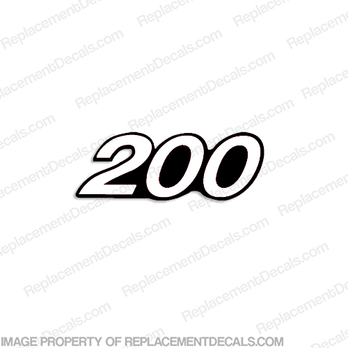 Mercury Single "200" Decal - White 200, white, INCR10Aug2021
