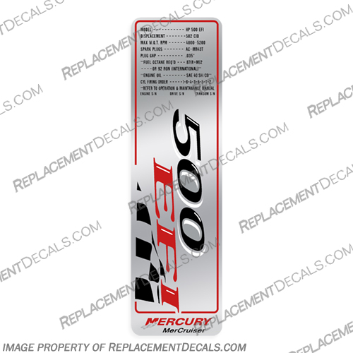 Mercury EFI Baja 500 Inboard Engine Decal mercruiser, mercury, inboard, engine, motor, decal, sticker, 550, baja, efi, racing, 525, 500, 