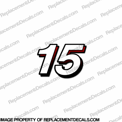 Mercury Single "15" Decal - White/Red INCR10Aug2021